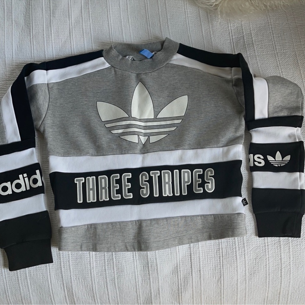Adidas Gray and Black Logo Sweatshirt